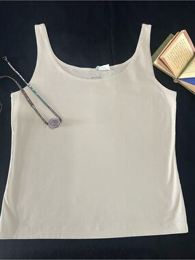 LAYFAYETTE 148 New York Size Medium Cotton Silk Blend Beige Nude Tank Top NICE